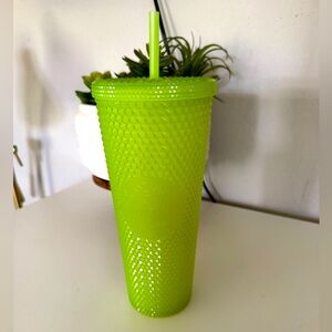 Starbucks Studded Neon Green Glow in the dark Cold Cup Venti Tumbler NWT
